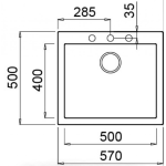 Elleci QUADRA105T BLACK 花崗岩廚房台上石盆 (黑色)